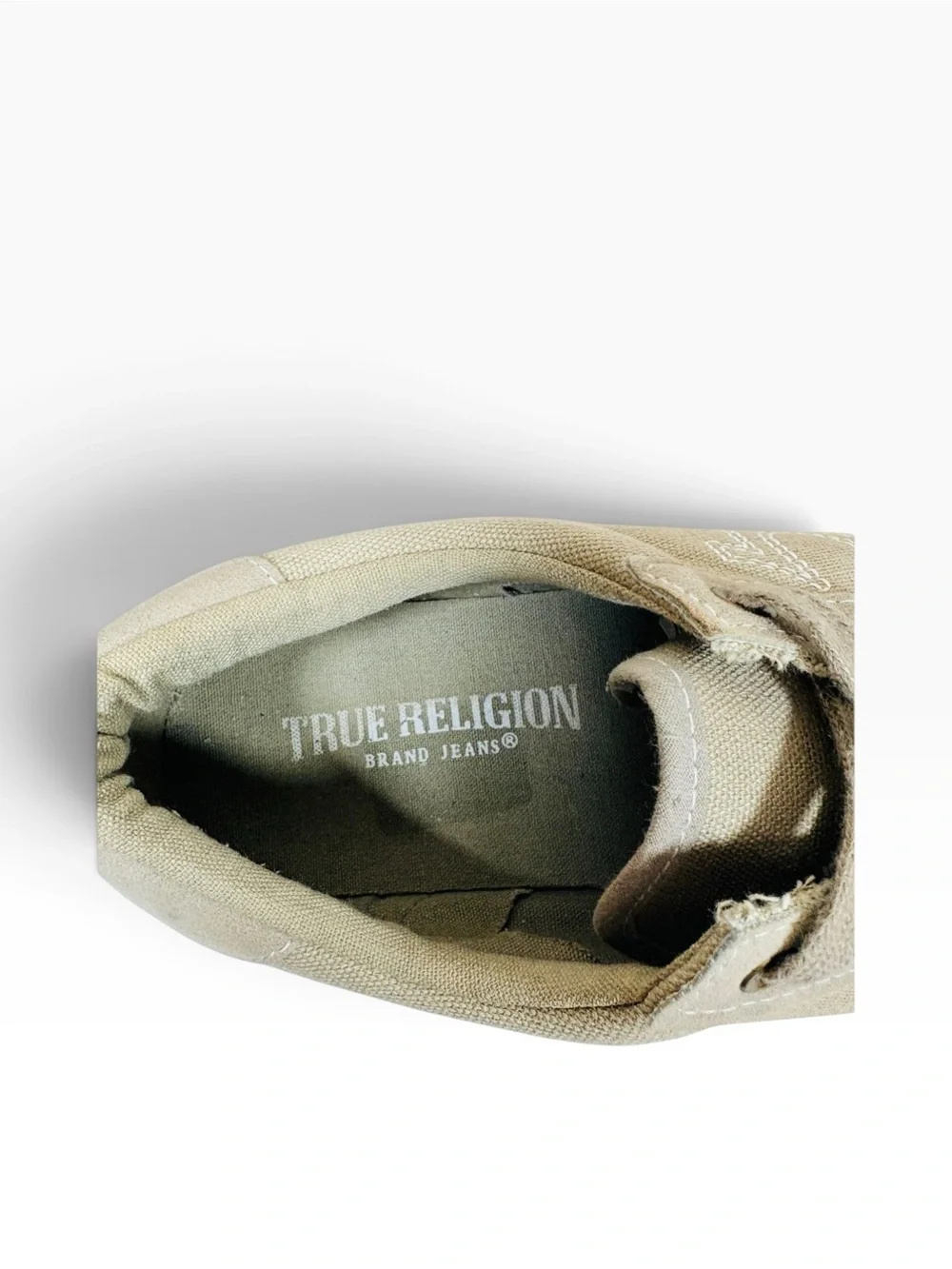 True Religion Bellamy Men’s Canvas Suede Toe Sneakers in Khaki 12